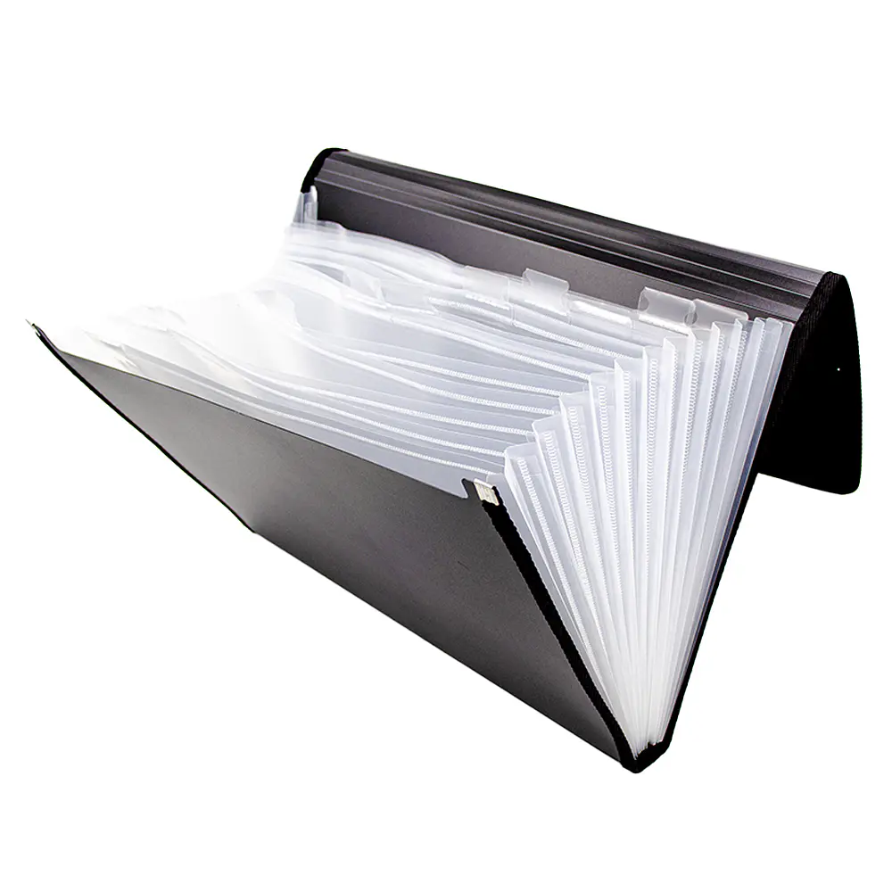 CARPETA CON FUELLE NEGRA OFICIO 12 DIV C/ELASTICO