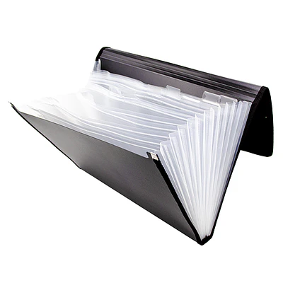CARPETA CON FUELLE NEGRA OFICIO 12 DIV C/ELASTICO
