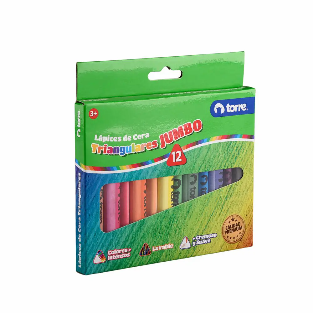 LAPICES CERA 12 COLORES JUMBO TRIANGULAR
