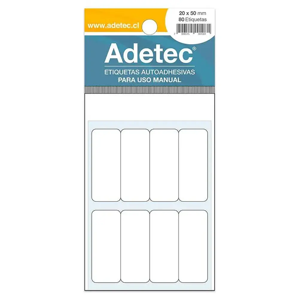 ETIQUETA ADETEC AUTOADHESIVA 20X50mm BLANCA ADETEC