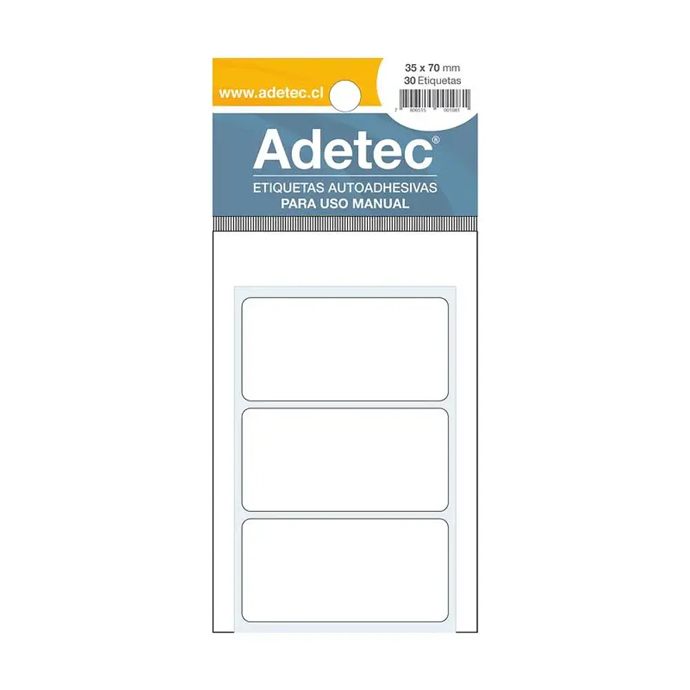ETIQUETA ADETEC AUTOADHESIVA 35X70mm BLANCA ADETEC