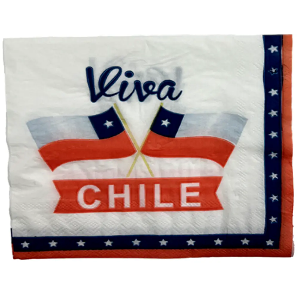 SERVILLETA VIVA CHILE 2 BANDERAS