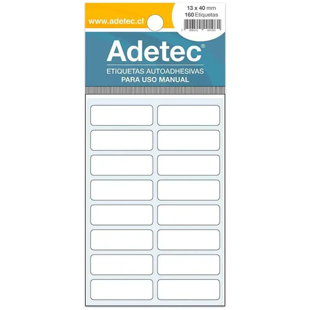 ETIQUETA ADETEC AUTOAD.13X40mm BLANCA