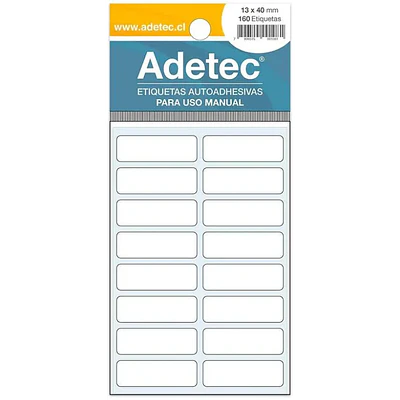 ETIQUETA ADETEC AUTOAD.13X40mm BLANCA