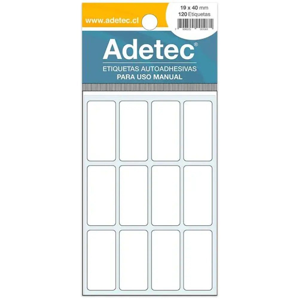 ETIQUETA ADETEC AUTOAD.19X40mm BLANCA