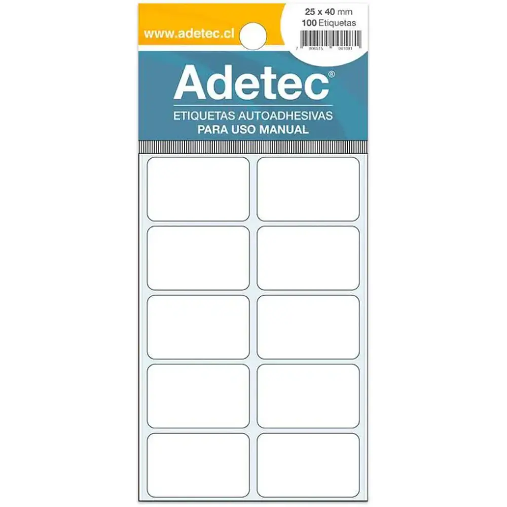ETIQUETA ADETEC AUTOAD.25X40mm BLANCA