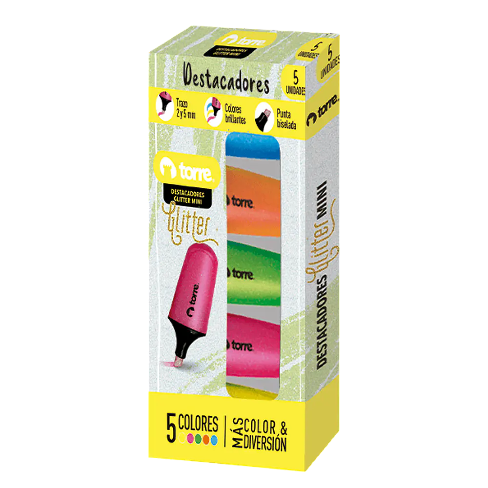 BL. DESTACADORES GLITTER MINI NEON 