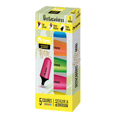 BL. DESTACADORES GLITTER MINI NEON 
