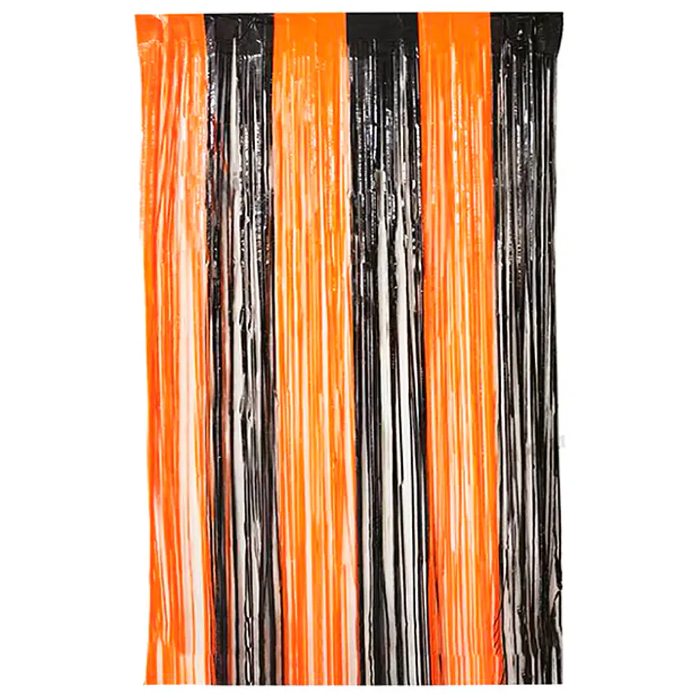 CORTINA HALLOWEEN NEGRA Y NARANJA 