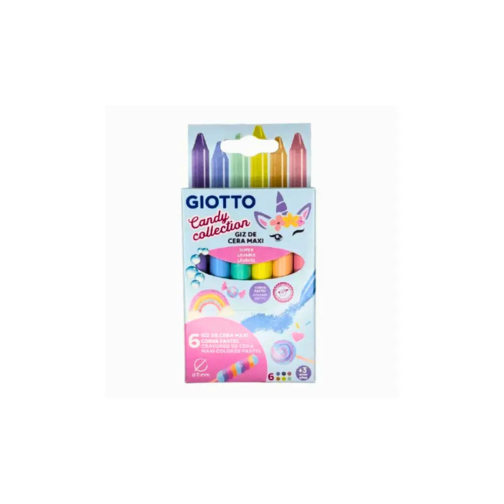 CRAYÓN DE CERA COLECCIÓN CANDY 6 COLORES GIOTTO.
