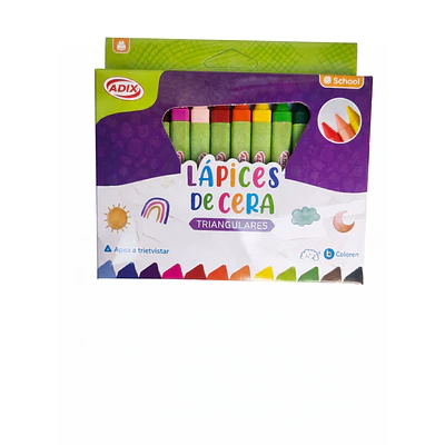 LAPICES DE CERA 12 COLORES TRIANGULARES JUMBO ADIX