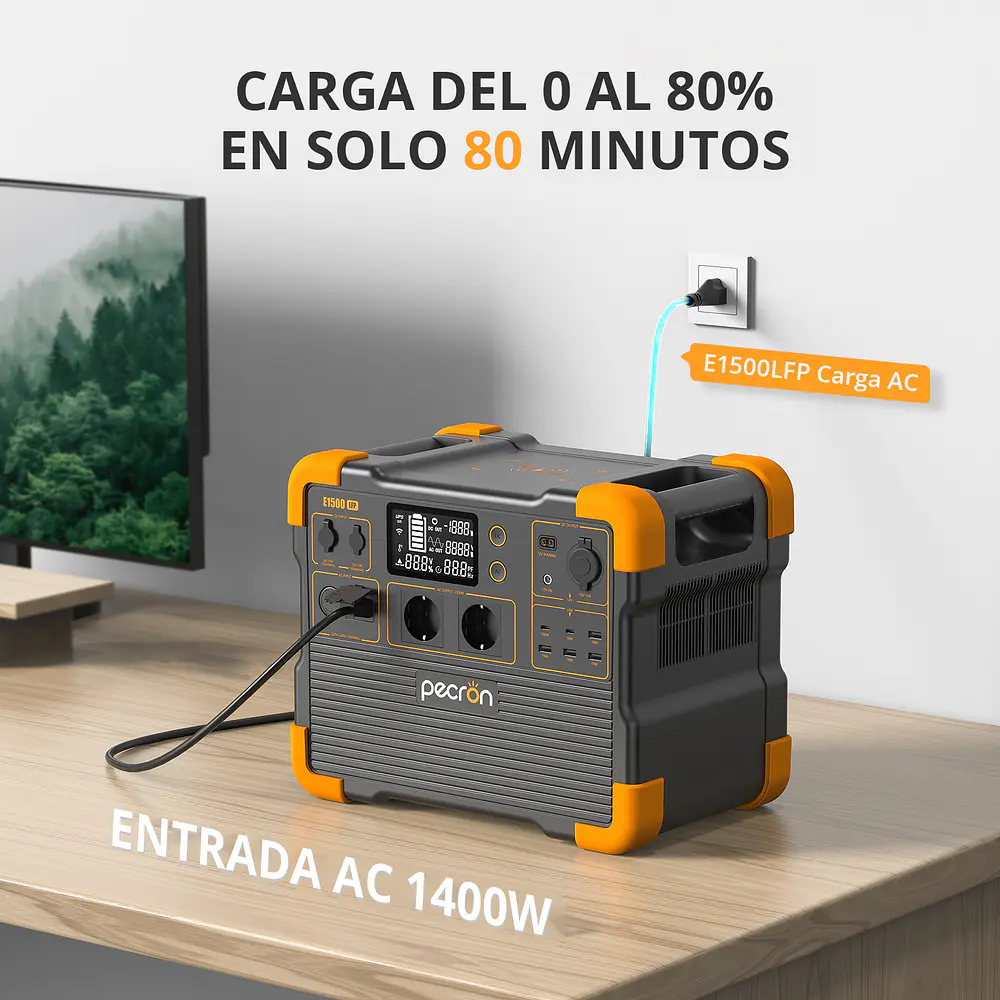 PECRON E1500LFP Estación Energía Portátil 2200W 1536Wh Generador Solar