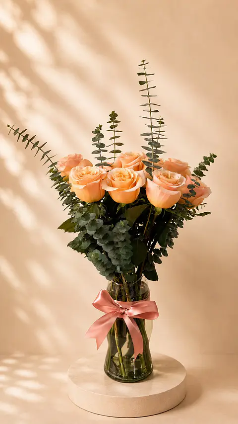Florero Rosas rosadas