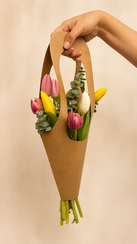 Bolso Floral S de Tulipanes y Eucalipto