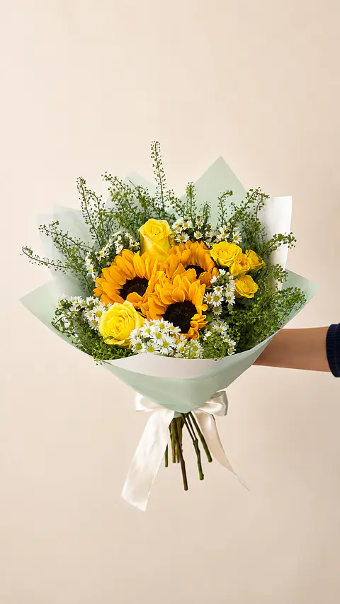 Ramo Golden Honey - Flores amarillas - Girasoles y Rosas