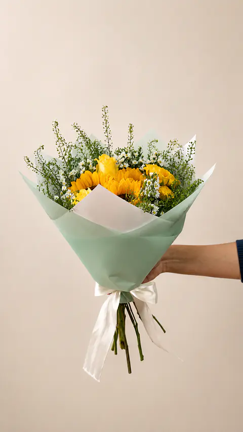 Ramo Golden Honey - Flores amarillas - Girasoles y Rosas