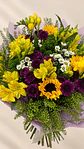 Ramo Zafira – Fresias, Girasoles y Alstroemerias - Flores Amarillas - Miniatura 2