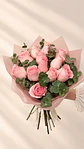 Ramo de 12 Rosas Rosadas y Follaje - Miniatura 2