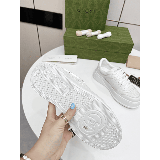 Gucci GG Embossed White Leather 9