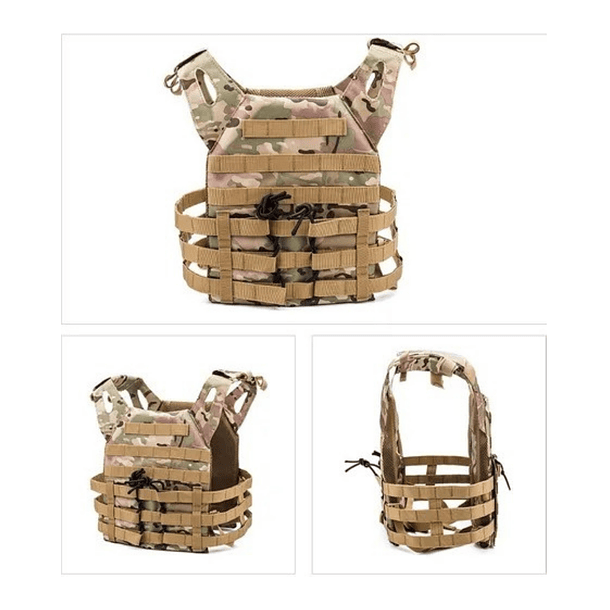 Chaleco Táctico Multicam JPC Con Placas Protectoras de Goma EVA removibles velcro para parches