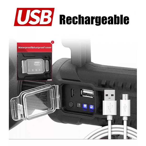 LINTERNA FOCO RECARGABLE USB ALTA POTENCIA + TRIPODE 8