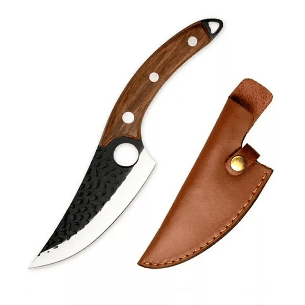 Cuchillo Parrillero Carnicero Forjado A Mano Mango Madera 25cm