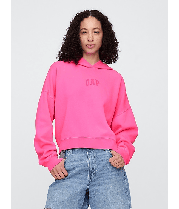 Relaxed Gap Mini-Logo Cropped Hoodie