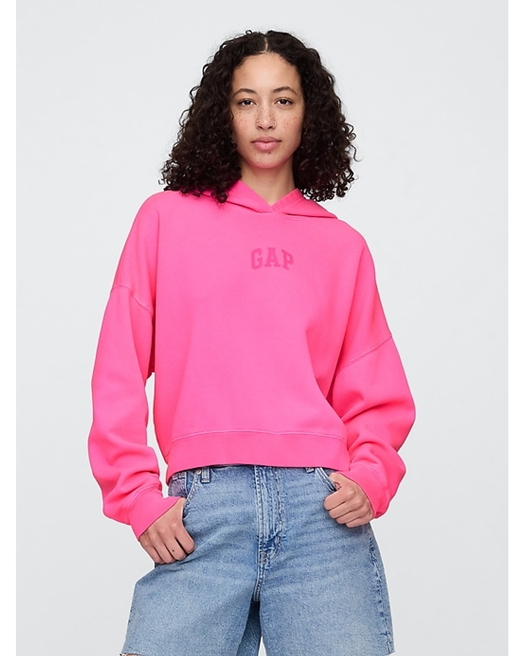 Relaxed Gap Mini-Logo Cropped Hoodie
