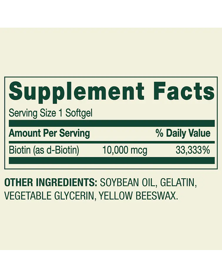 Spring Valley Biotin 10000 mcg, 120 unidades, cápsulas.