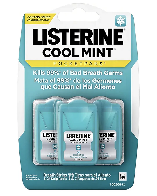 Listerine Cool Mint Pocketpaks – Pack de 3 (72 tiras)