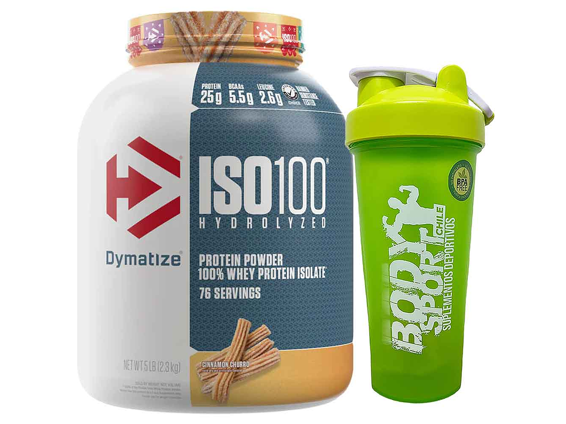 ISO100 PROTEINA HIDROLIZADA DYMATIZE 5 LBS + SHAKER 1