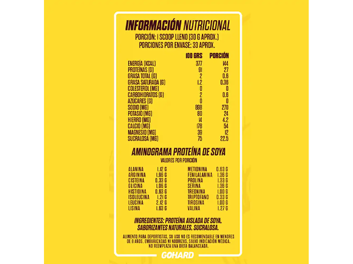 Proteína Vegana - Vegetal AISLADA DE SOYA - GOHARD 3