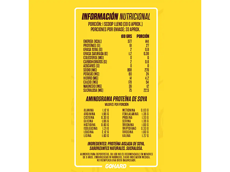 Proteína Vegana - Vegetal AISLADA DE SOYA - GOHARD 3