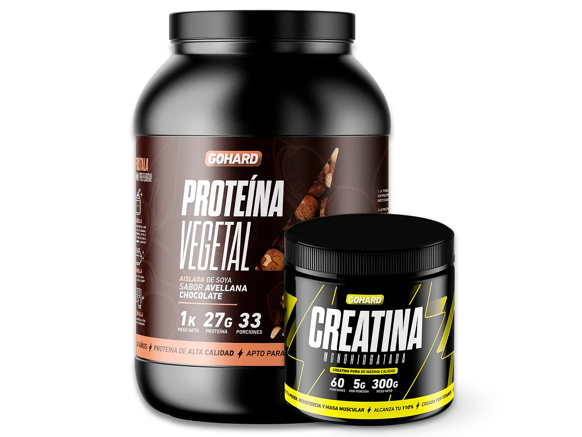 PROTEINA VEGETAL 1 KILO + CREATINA 300GRS - PACK GOHARD 2