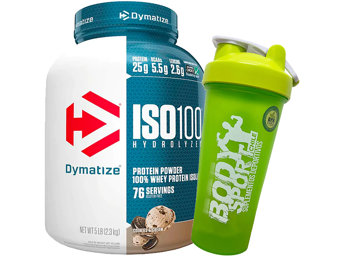 ISO100 PROTEINA HIDROLIZADA DYMATIZE 5 LBS + SHAKER 4