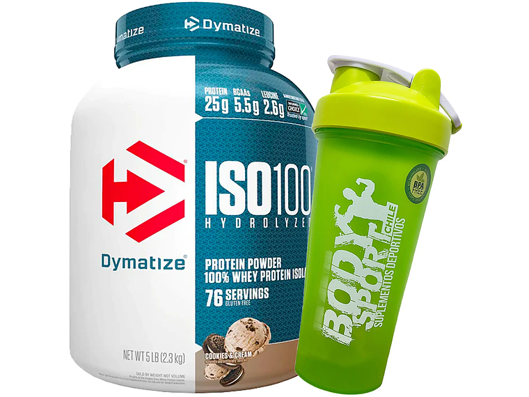 ISO100 PROTEINA HIDROLIZADA DYMATIZE 5 LBS + SHAKER 4