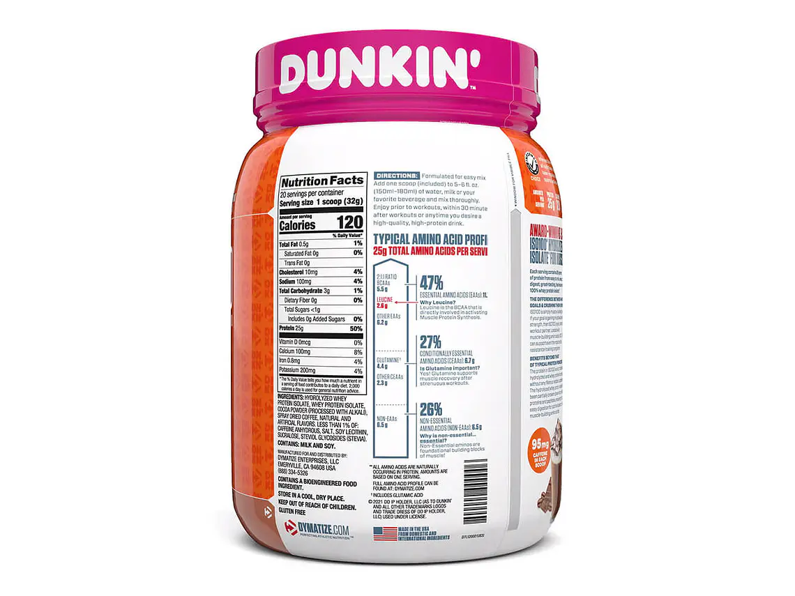 Dymatize ISO100 Hydrolyzed Dunkin Proteina Hidrolizada 20 Servicios 4
