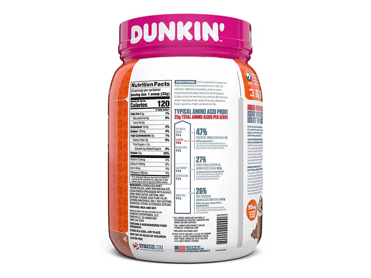 Dymatize ISO100 Hydrolyzed Dunkin Proteina Hidrolizada 20 Servicios 4