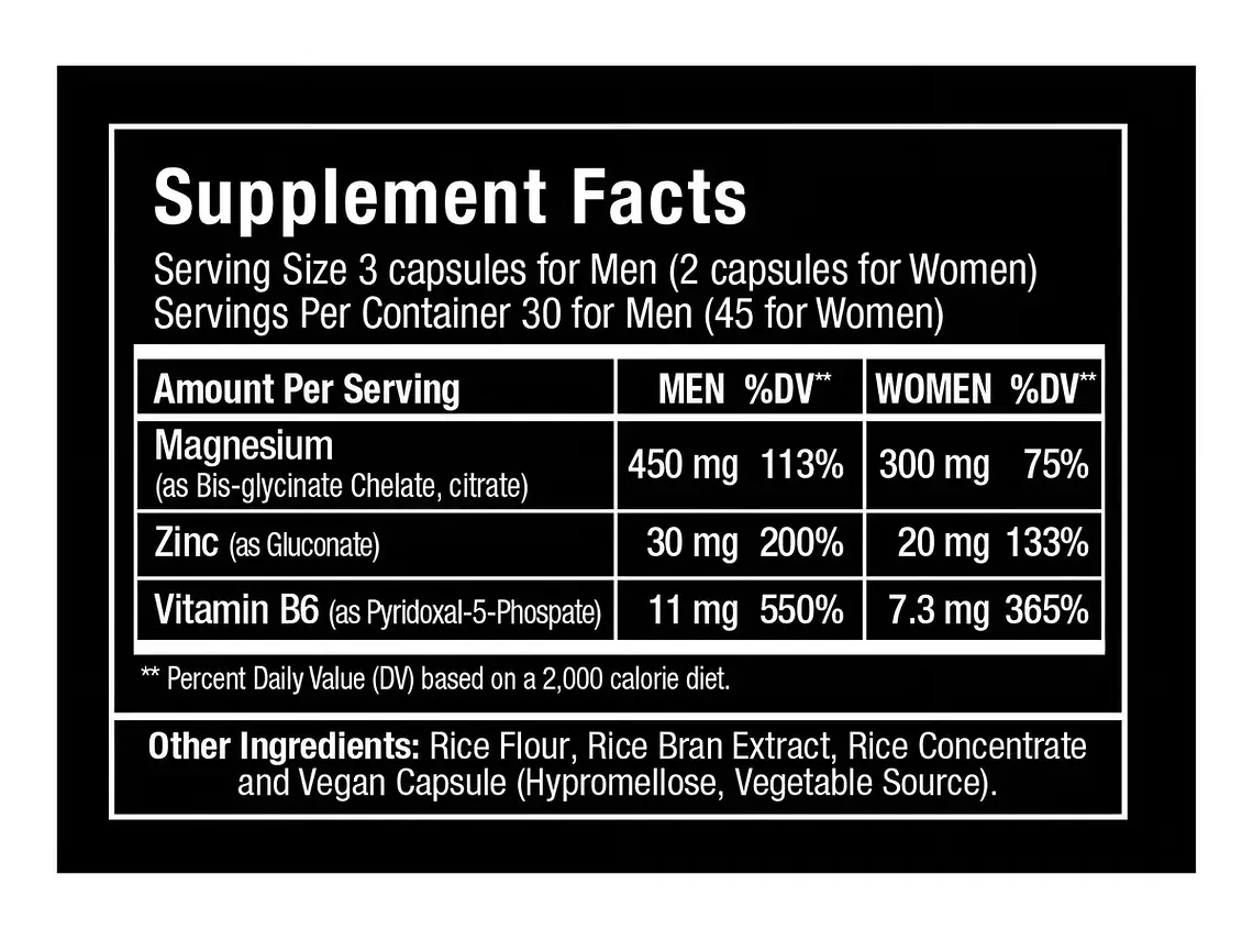 ZMX2 Vitaminas Magnesio Zinc B6 90 Cápsulas 2