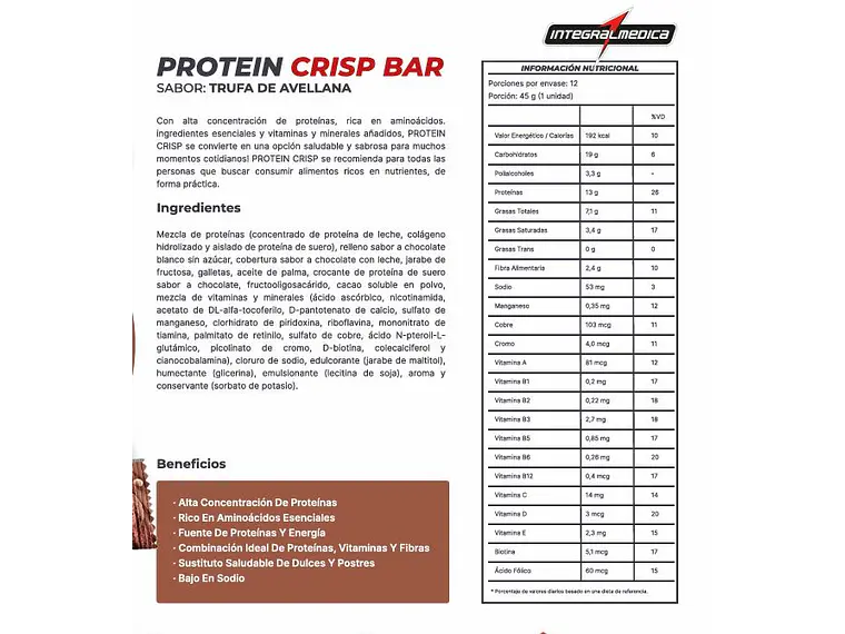 BOX 12 BARRAS PROTEIN CRIPS BAR - INTEGRALMEDICA 4