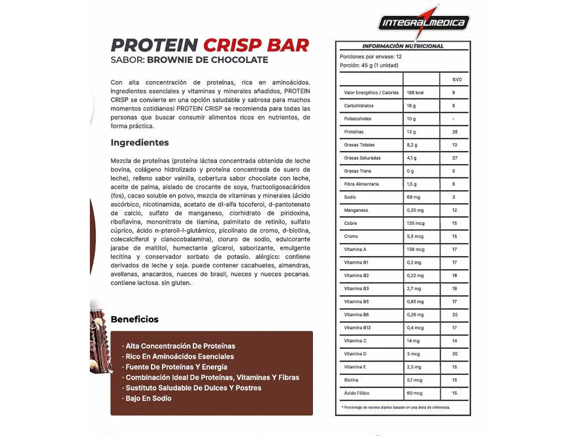 BOX 12 BARRAS PROTEIN CRIPS BAR - INTEGRALMEDICA 8