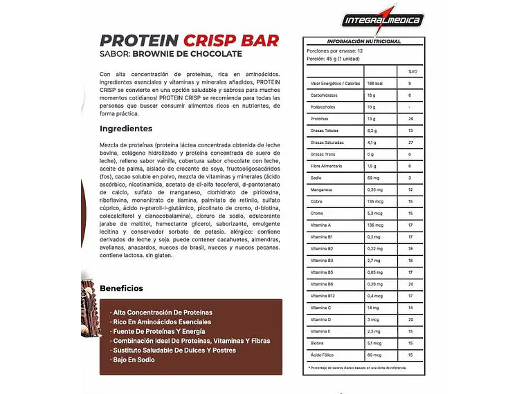 BOX 12 BARRAS PROTEIN CRIPS BAR - INTEGRALMEDICA 8