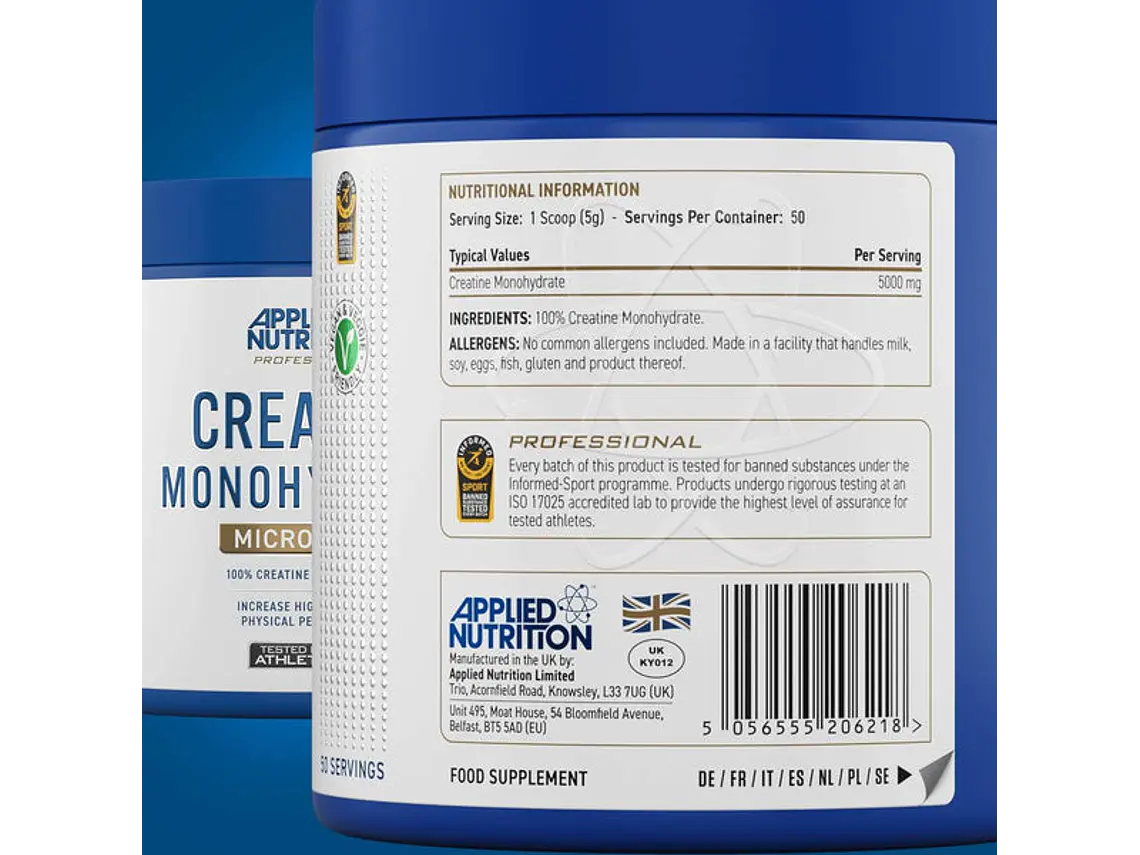 Creatina Monohidratada 250grs 50servicios Applied Nutrition 2