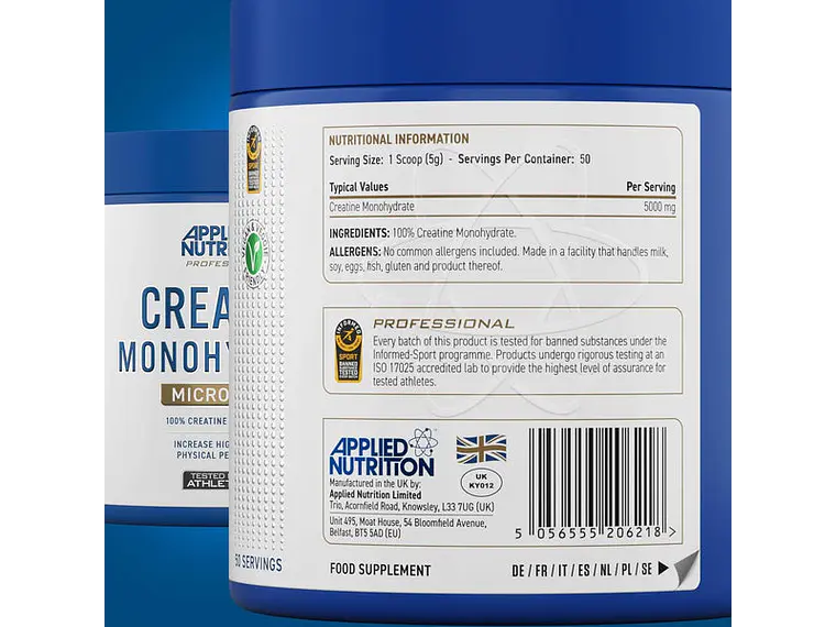 Creatina Monohidratada 250grs 50servicios Applied Nutrition 2