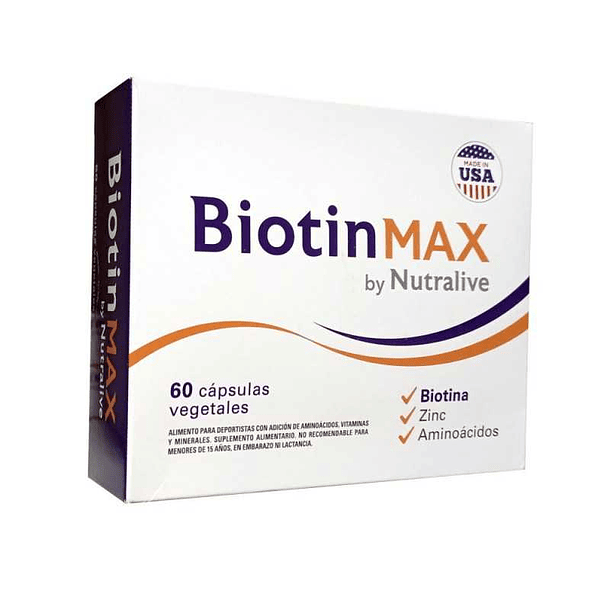 Biotina Biotin Max – 60 cápsulas – Nutralive