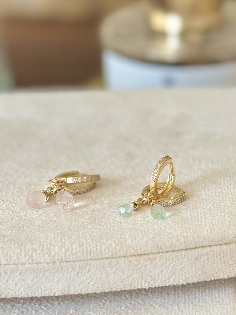 Mini argollas piedra facetada 1