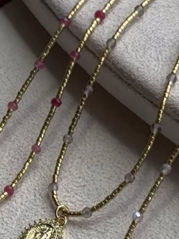 Collar Virgen brillos labradorita 1