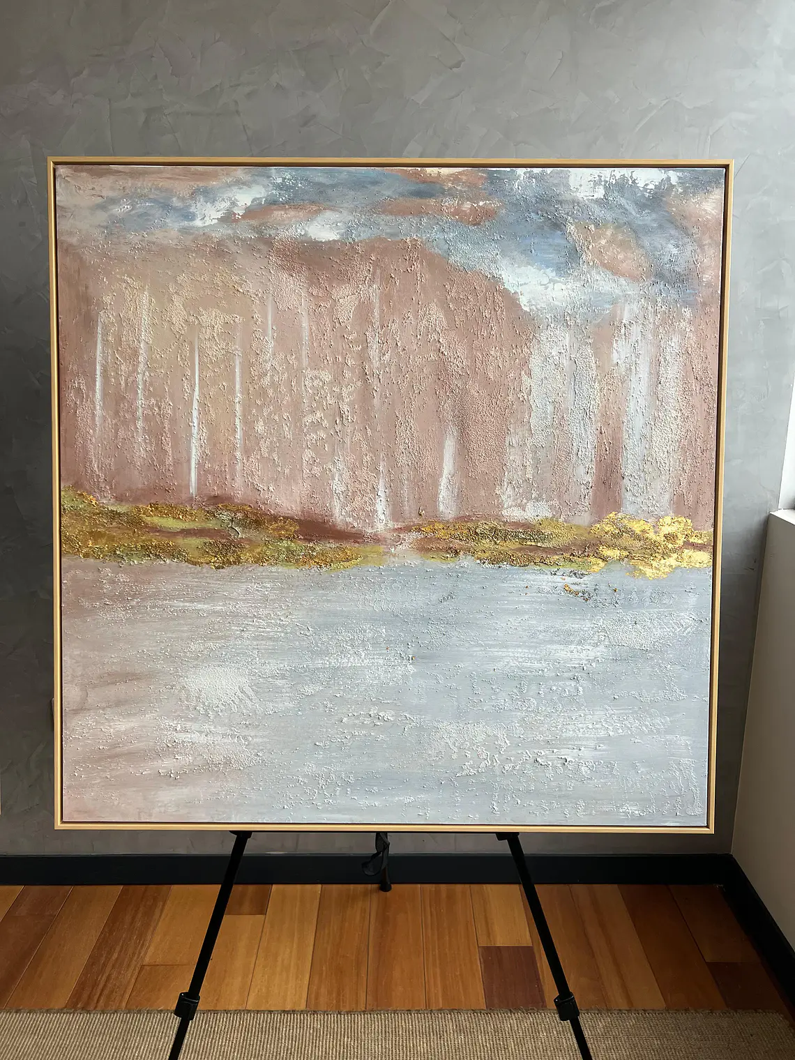 Pintura Oleo Golden Water Fall 100 x 100 cm 1