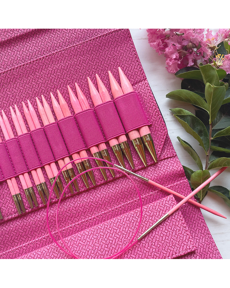 Clover Interchangeable Circular Knitting Needles Case - Pink