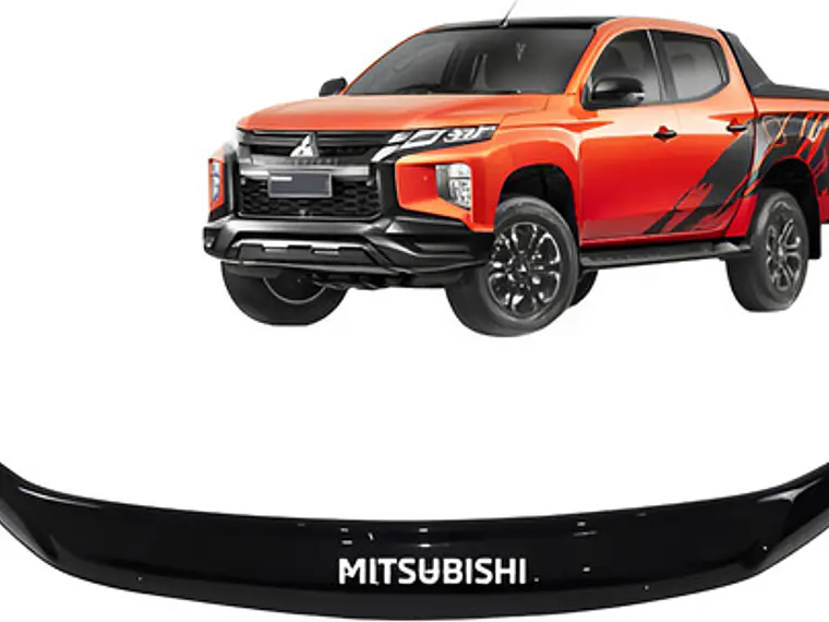 Deflector De Capot Negro Con Logo Mitsubishi L200 2019 -2022 1